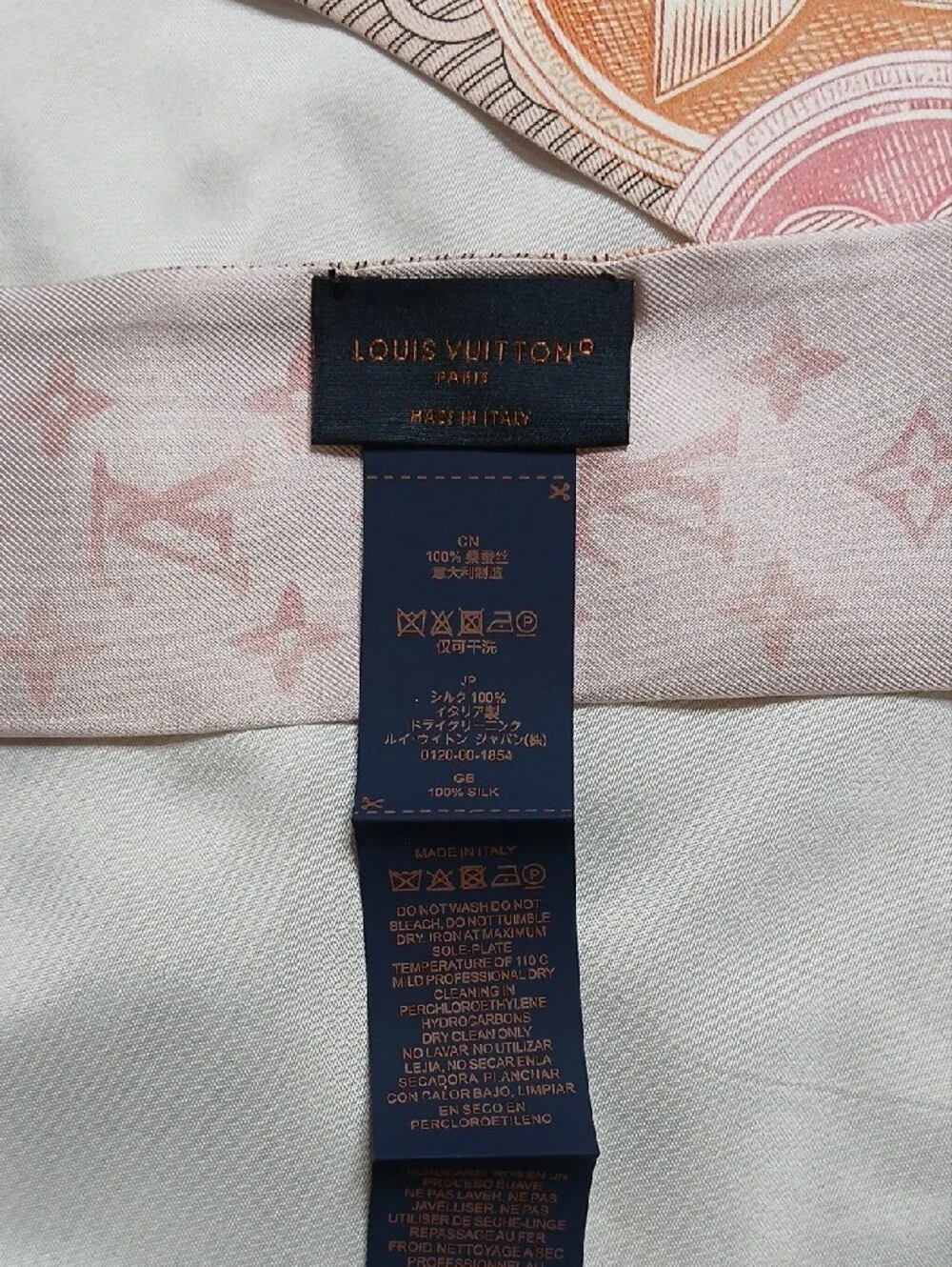 Louis Vuitton Pink and Gold Monogram Silk Twilly